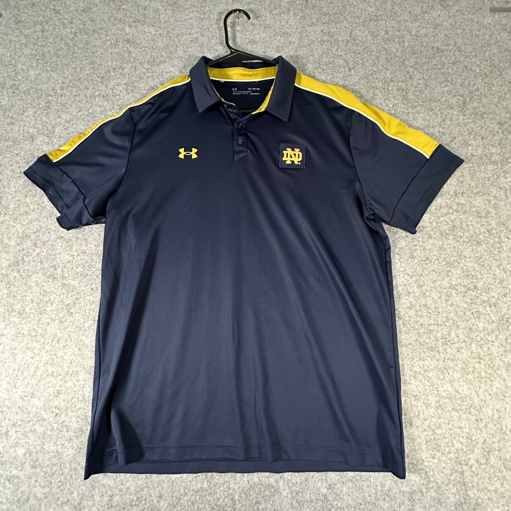Under Armour Notre Dame Polo Mens XL Navy Blue Good HeatGear Loose Fit